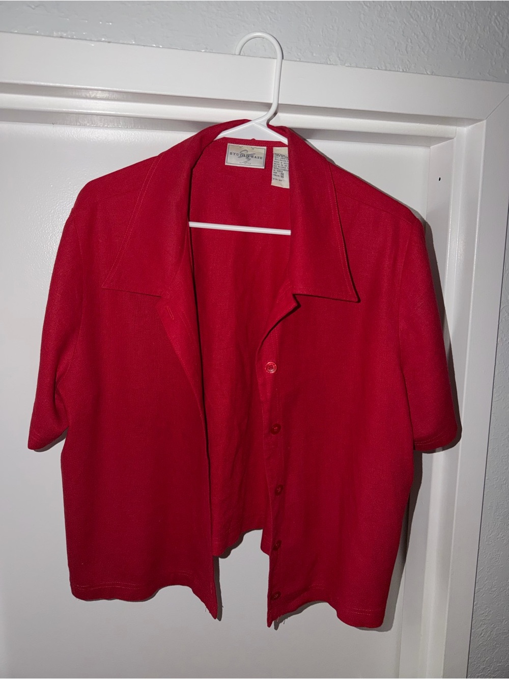 Studio ease Collection Red Short-Sleeve LinenRayon mix Blazer 16